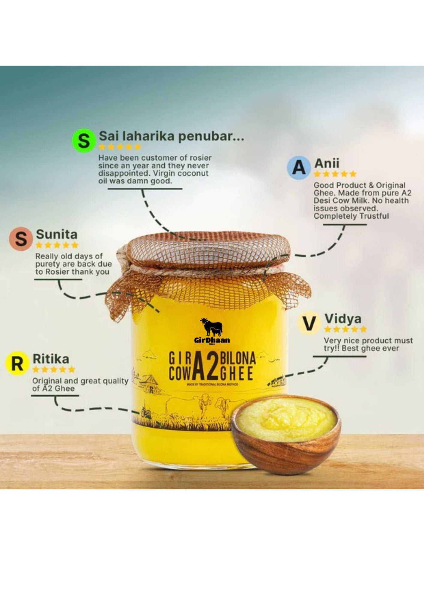 Gir Cow A2 Ghee - Made From Curd