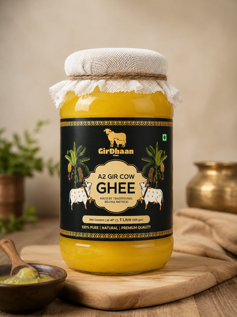 GirDhaan A2 Bilona Cow Ghee – 1 Litre | Premium Gir Cow Desi Ghee