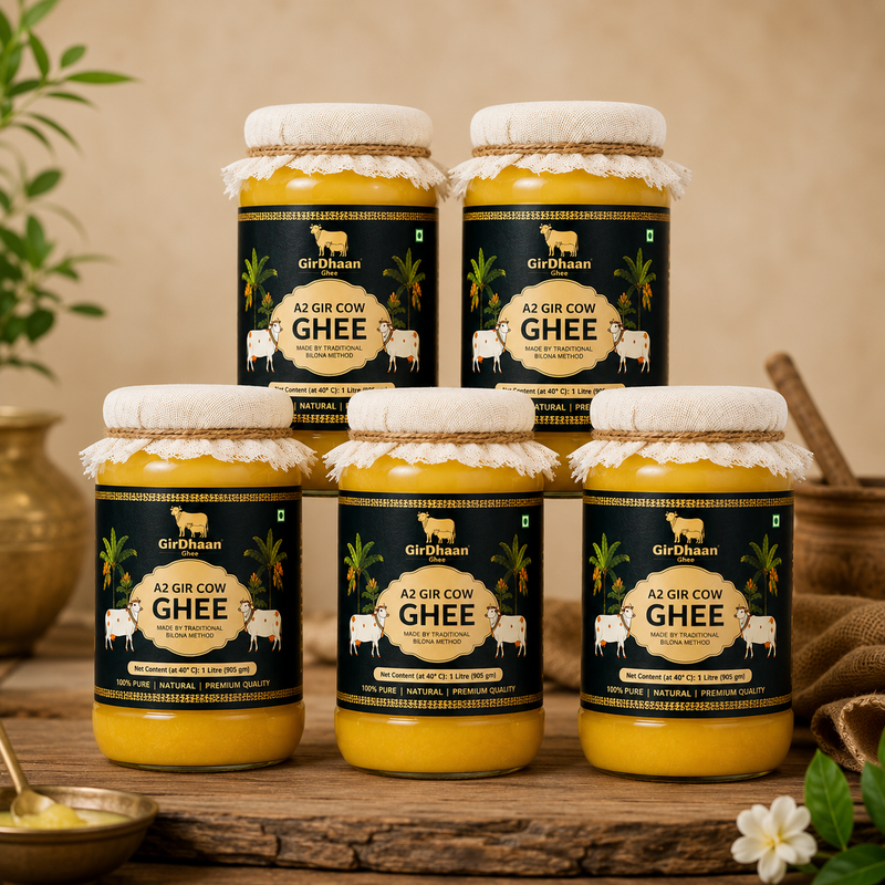 GirDhaan Pure A2 Bilona Cow Ghee – 5 Litre | Family Pack Desi Ghee